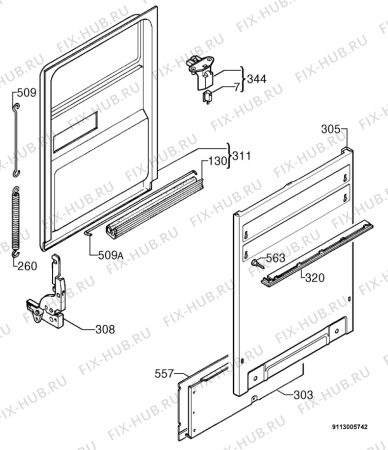 Взрыв-схема посудомоечной машины Electrolux ESI4120X - Схема узла Door 003